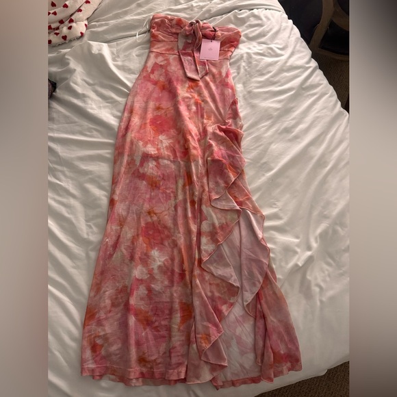 Hello Molly Dresses & Skirts - Hello Molly Pink and White Asymmetrical Maxi dress